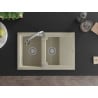 Mexen Gaspar évier en granit 1,5 cuves avec égouttoir et robinet de cuisine Elia, beige - 6507-69-670101-00