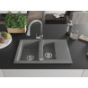 Mexen Gaspar Évier en granit 1,5 cuve avec égouttoir et robinet de cuisine Elia, gris - 6507-71-670101-00