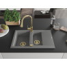 Mexen Gaspar Évier en granit avec 1,5 bac, égouttoir et robinet de cuisine Elia, gris - 6507-71-670101-50