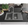 Mexen Gaspar évier en granit 1,5 bac égouttoir + robinet Elia, gris - 6507-71-670101-71