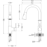 Mexen Gaspar évier en granit 1,5 bac égouttoir + robinet Elia, gris - 6507-71-670101-71