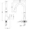 Mexen Gaspar évier en granit 1,5 bac avec égouttoir et robinet de cuisine Elia, noir/argent métallisé - 6507-73-670101-00