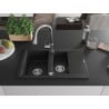 Mexen Gaspar évier en granit 1,5 cuve avec égouttoir et mitigeur de cuisine Elia, noir - 6507-77-670101-00
