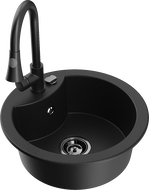 Mexen Diego évier en granit 1 bac avec robinet de cuisine Elia, noir - 6512-77-670101-70-B