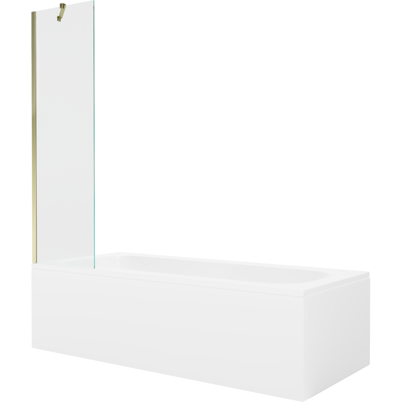 Baignoire rectangulaire Mexen Vega 150 x 70 cm avec habillage et paroi 1-volet 50 cm, transparent, doré - 550115070X9505000050
