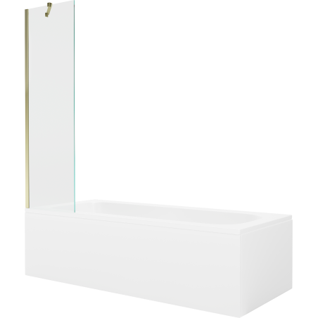 Mexen Vega baignoire rectangulaire 170 x 70 cm avec habillage et paroi 1 volet 50 cm, transparent, doré - 550117070X9505000050