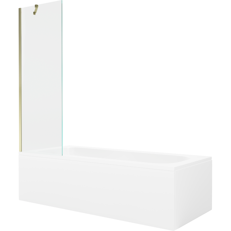 Mexen Vega baignoire rectangulaire 170 x 70 cm avec tablier et paravent 1 volet 60 cm, transparent, doré - 550117070X9506000050