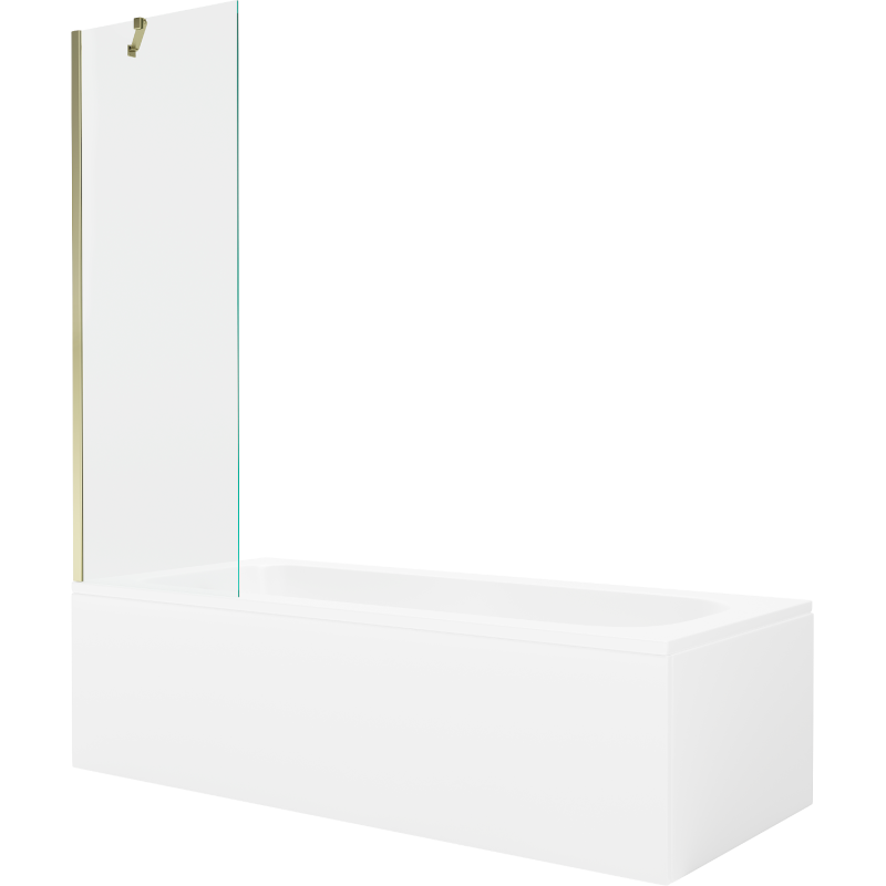 Mexen Vega baignoire rectangulaire 150 x 70 cm avec habillage et paroi 1 volet 60 cm, transparent, or - 550115070X9506000050