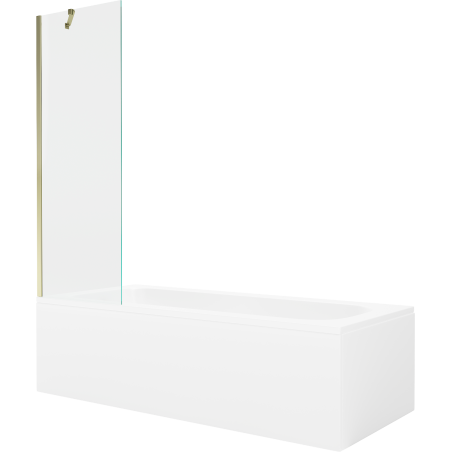 Mexen Vega baignoire rectangulaire 150 x 70 cm avec habillage et paroi 1 volet 60 cm, transparent, or - 550115070X9506000050