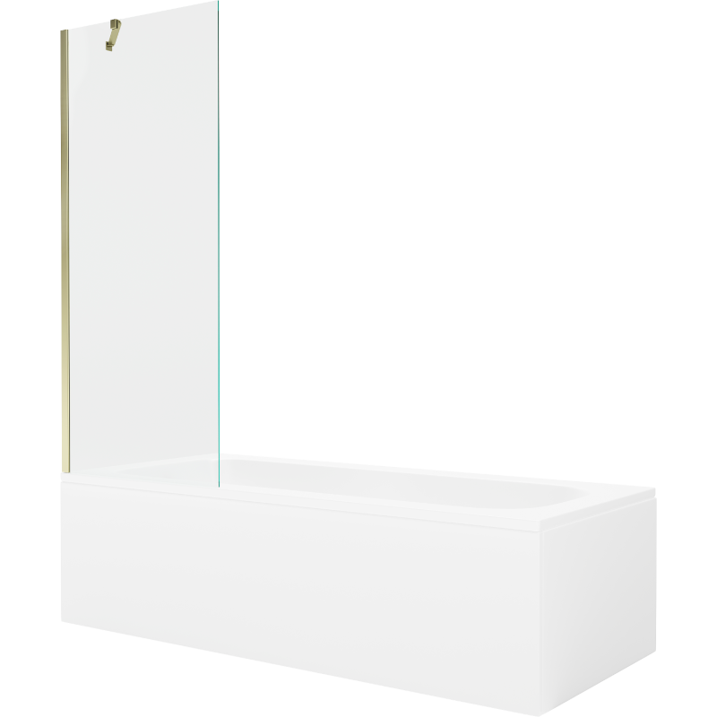 Mexen Vega baignoire rectangulaire 150 x 70 cm avec habillage et paroi 1-volet 70 cm, transparent, doré - 550115070X9507000050