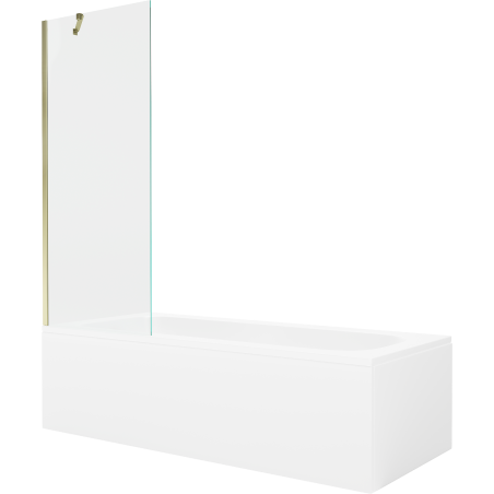 Mexen Vega baignoire rectangulaire 160 x 70 cm avec habillage et paroi de douche 1 volet 70 cm, transparent, doré