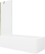 Mexen Vega baignoire rectangulaire 170 x 70 cm avec habillage et paravent à 1 volet 70 cm, transparent, doré