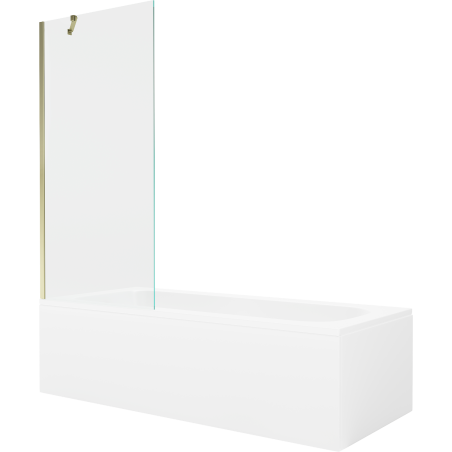Mexen Vega baignoire rectangulaire 170 x 70 cm avec habillage et pare-douche 1 volet 80 cm, transparent, doré - 550117070X95080?