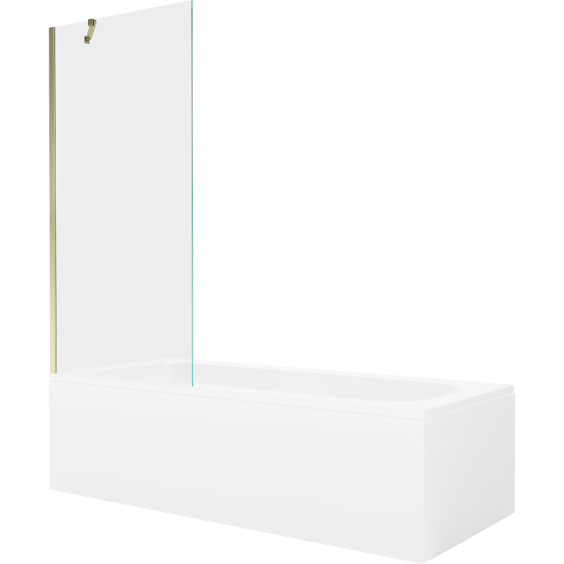 Mexen Vega baignoire rectangulaire 180 x 80 cm avec habillage et écran 1 volet 80 cm, transparent, doré - 550118080X9508000050
