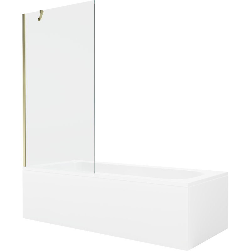 Mexen Vega baignoire rectangulaire 150 x 70 cm avec tablier et pare-baignoire 1 vantail 90 cm, transparent, doré - 550115070X95?