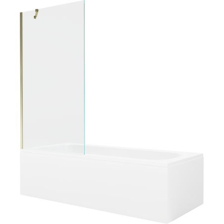 Mexen Vega baignoire rectangulaire 150 x 70 cm avec tablier et pare-baignoire 1 vantail 90 cm, transparent, doré - 550115070X95?