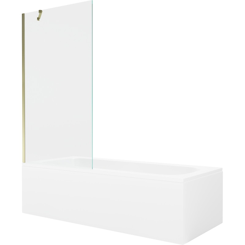 Mexen Vega baignoire rectangulaire 170 x 70 cm avec tablier et paroi 1 volet 90 cm, transparent, doré - 550117070X9509000050