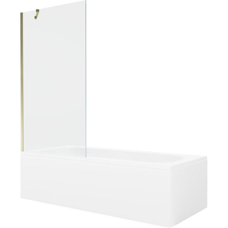 Mexen Vega baignoire rectangulaire 180 x 80 cm avec habillage et paroi 1 vantail 90 cm, transparent, or - 550118080X9509000050