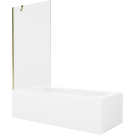 Mexen Vega baignoire rectangulaire 180 x 80 cm avec habillage et paroi 1 vantail 90 cm, transparent, or - 550118080X9509000050