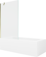 Mexen Vega baignoire rectangulaire 180 x 80 cm avec tablier et paravent 1 volet 100 cm, transparent, doré