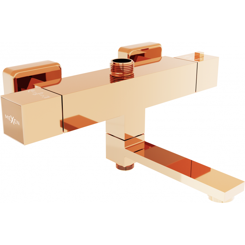 Batterie bain-douche thermostatique Mexen Cube, or rose - 77910-60
