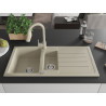 Mexen Andres évier en granit 1,5 bacs avec égouttoir et robinet de cuisine Elia, beige - 6515-69-670101-69