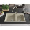 Mexen Tomas évier en granit 2 bacs avec robinet de cuisine Elia, beige - 6516-69-670101-69