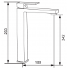 Mexen Uno robinet de lavabo haut, Noir - 71410-70