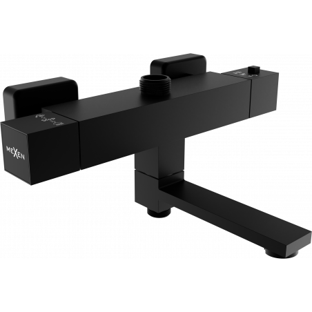 Batterie de bain-douche thermostatique Mexen Cube, noire - 77910-70