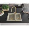 Mexen Carlos évier en granit 1,5 bac avec robinet de cuisine Elia, beige - 6518-69-670101-50