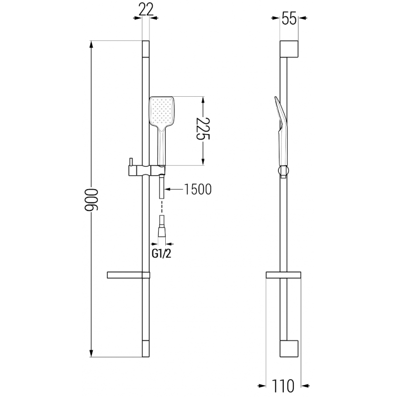 Mexen Alexa DS62 ensemble de bain, chromé - 71203DS62-00