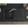 Mexen Leo Évier en granit 1 bac avec égouttoir et robinet de cuisine Duo, noir/argent métallique - 6501-73-671701-07-B
