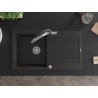 Mexen Leo évier en granit 1 bac avec égouttoir et robinet de cuisine Duo, noir/doré métallique - 6501-75-671701-07