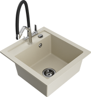 Mexen Vito évier en granit 1 bac avec robinet de cuisine Duo, beige - 6503-69-671701-07-B