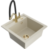 Mexen Vito évier en granit 1 bac avec robinet cuisine Duo, beige - 6503-69-671701-57-G