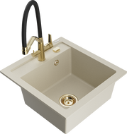 Mexen Vito évier en granit 1 bac avec robinet cuisine Duo, beige - 6503-69-671701-57-G