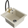 Mexen Vito évier de cuisine en granit 1 bac avec robinet Duo, beige - 6503-69-671701-57-B