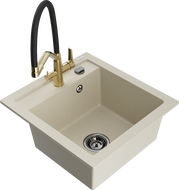Mexen Vito évier de cuisine en granit 1 bac avec robinet Duo, beige - 6503-69-671701-57-B
