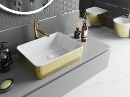 Mexen Catia lavabo de comptoir 48 x 38 cm, blanc/or motif écaille - 21314808