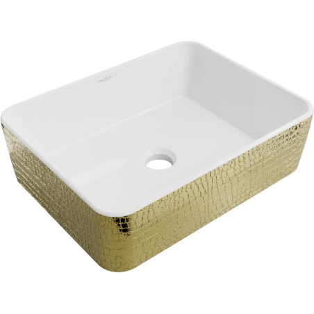 Mexen Catia lavabo de comptoir 48 x 37 cm, blanche/or motif écaille - 21314808