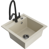 Mexen Vito évier en granit 1 bac avec robinet de cuisine Duo, beige - 6503-69-671701-70-B