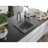 Mexen Vito évier en granit 1 bac avec robinet cuisine Duo, gris - 6503-71-671701-07