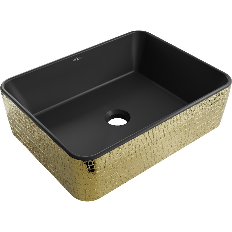 Mexen Catia lavabo à poser 48 x 37 cm, noir mat/motif écailles doré - 21314878