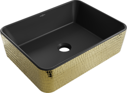 Mexen Catia lavabo de comptoir 48 x 37 cm, Noir mat/or motif écaille - 21314878