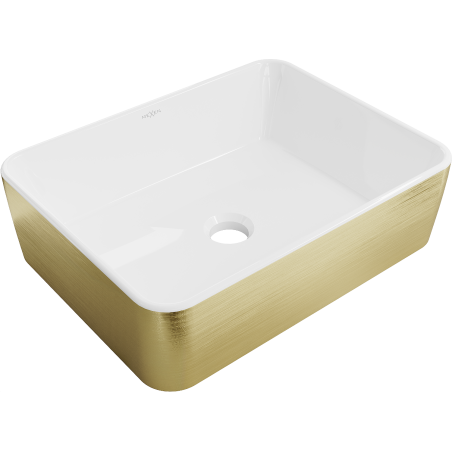 Mexen Catia lavabo de comptoir 48 x 37 cm, blanche/or motif lignes - 21314817