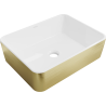 Mexen Catia lavabo de comptoir 48 x 37 cm, blanche/or motif lignes - 21314817