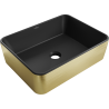 Mexen Catia lavabo de comptoir 48 x 37 cm, Noir mat/or motif lignes - 21314877