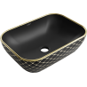 Mexen Rita lavabo à poser 45 x 32 cm, noir mat/motif doré en grille - 21084579