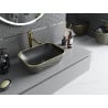 Mexen Rita lavabo à poser 45 x 32 cm, noir mat/motif doré en grille - 21084579