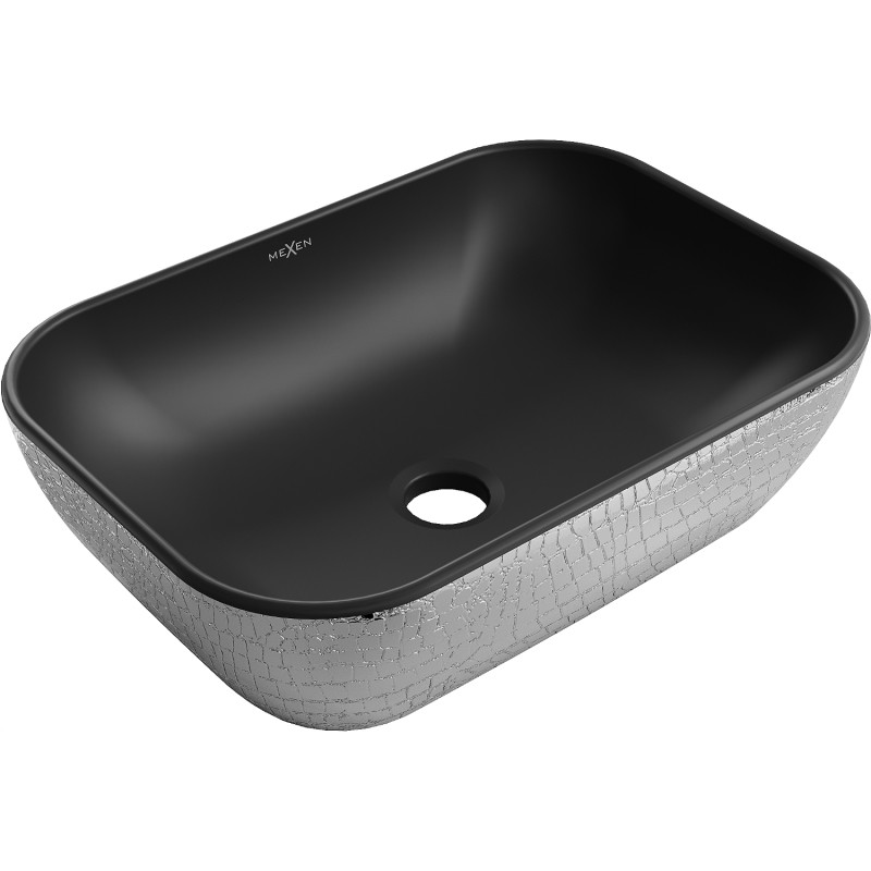 Mexen Rita lavabo sur plan 45 x 32 cm, noir mat/motif écaille argent - 21084572